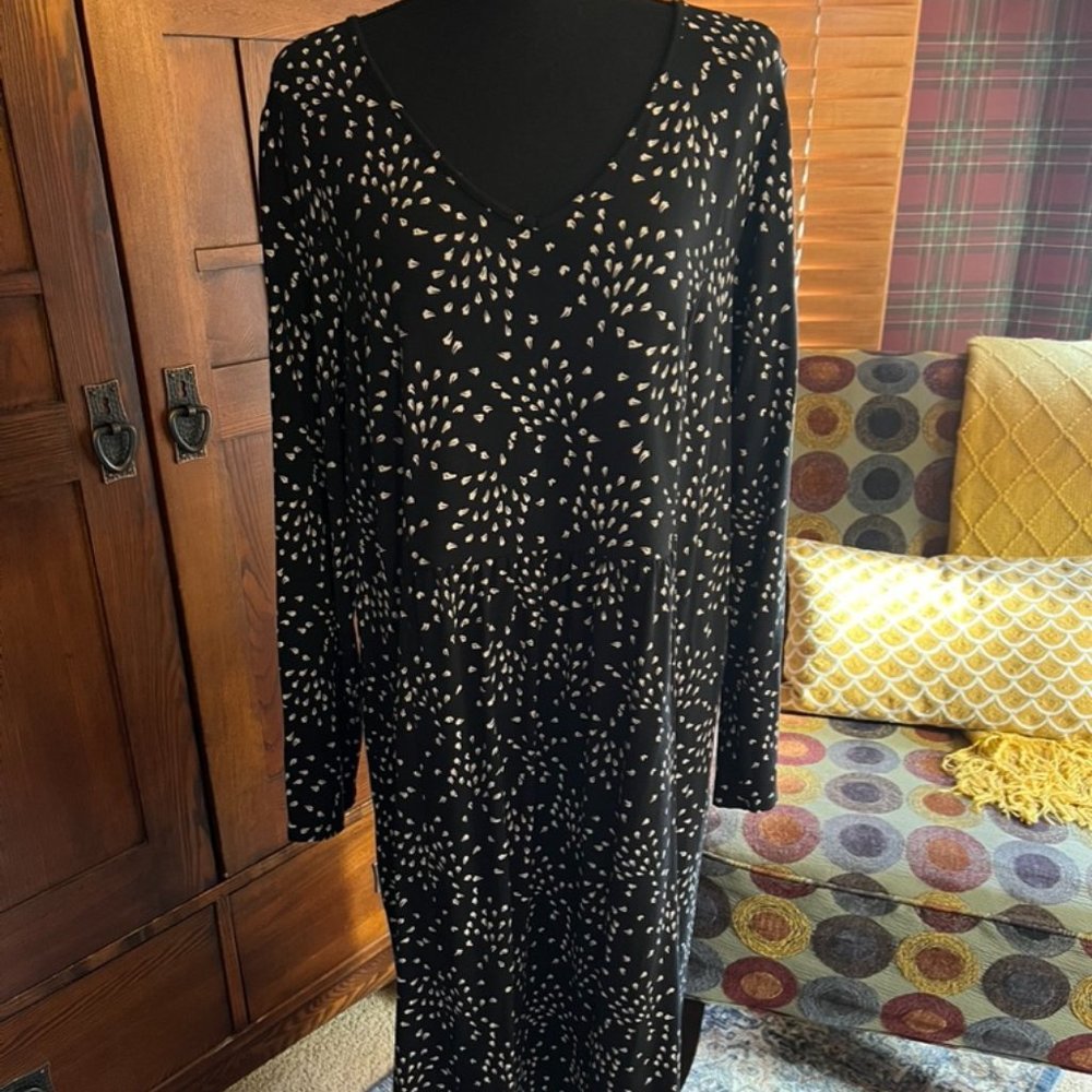 J. Jill Long Sleeve Pullover Navy Print Dress Size Large